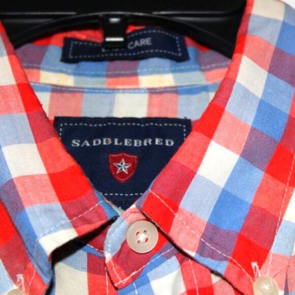 Saddlebred Men's Plaid Short-Sleeve Button-Down Shirt Medium